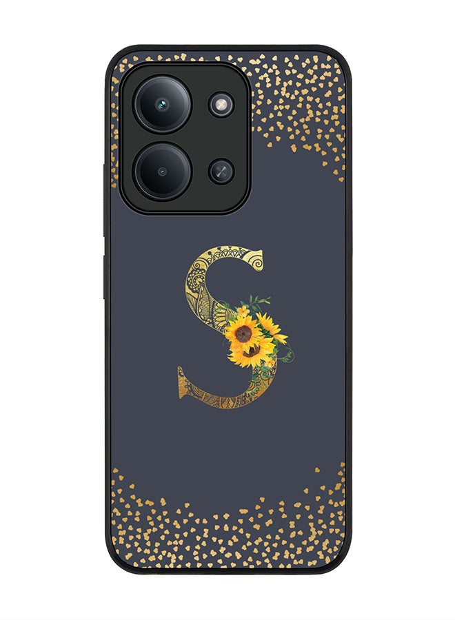 For Xiaomi Poco C85 4G Case,Slim fit Camera Protection, Shockproof Thin Phone cover  - Custom Floral Monogram - S  (Grey )
